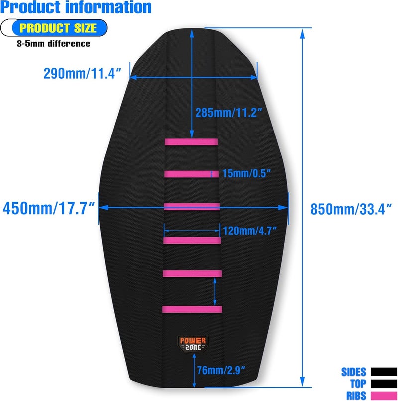 MCHMFG Motorcycle Universal Seat Cover Non-Slip Rubber Striped Gripper Soft Sewing for CRF WR WRF RMZ YZF SXF EXC EXC XC SX CR KLX Dirt Pit Bike Motocross Off Road Motorbike (Pink) - Image 4